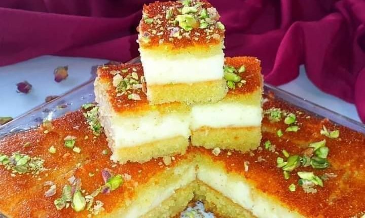 "وصفة شهية " لطريقة عمل  البسبوسة بالقشطة